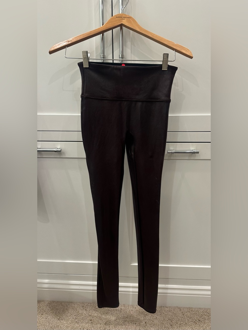 Spanx Faux Leather Leggings - burgandy/wine color- Size Small